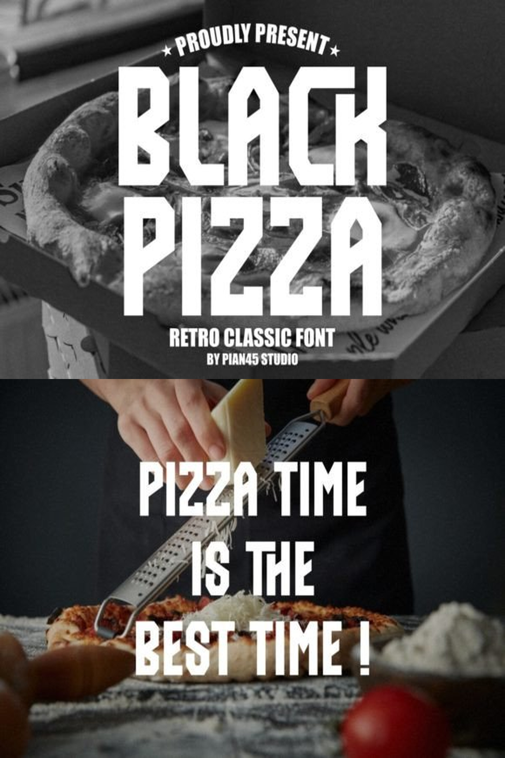 Black Pizza Font: Bold Retro Sans Serif for Food Branding! Black Pizza Font: Bold Retro Sans Serif for Food Branding!