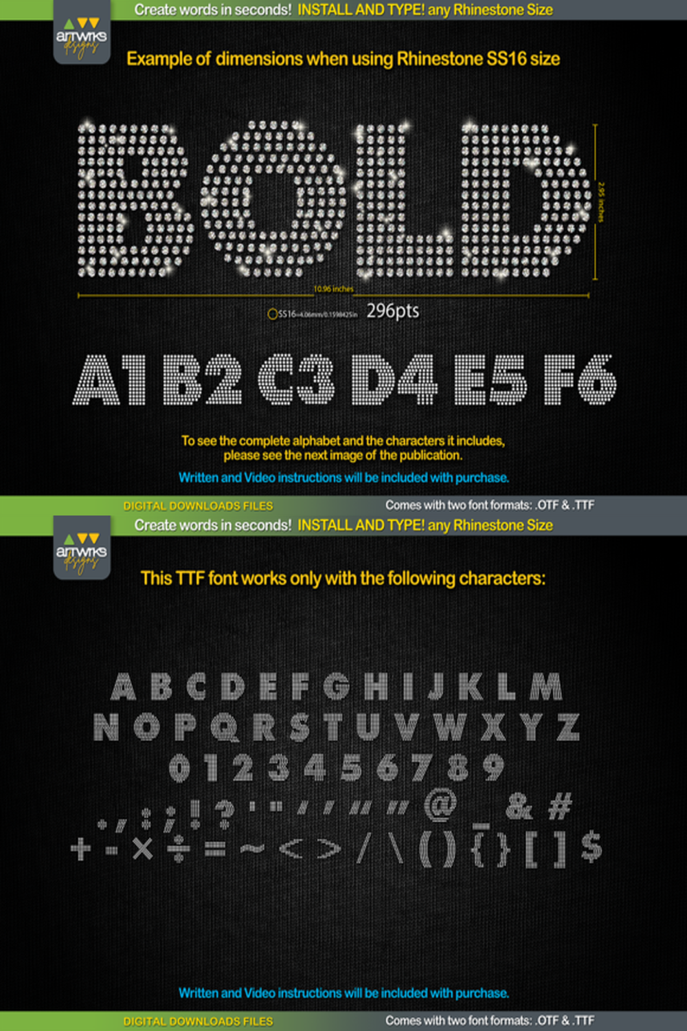RS04 Modern DIY RHINESTONE TTF Template Font