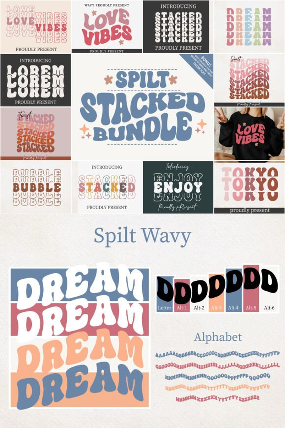 Spilt Stacked Bundle Font