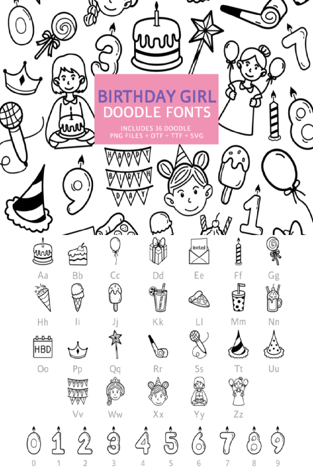 Birthday Girl Doodle Font